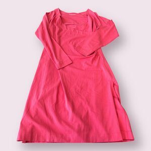 Soft Surroundings Faux Wrap Dress Womens Large Pink Stretch Long Sleeve